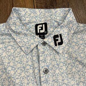 Footjoy Golf Polo XL Floral Print Tour Issue FJ Logo Collar Performance Stretch
